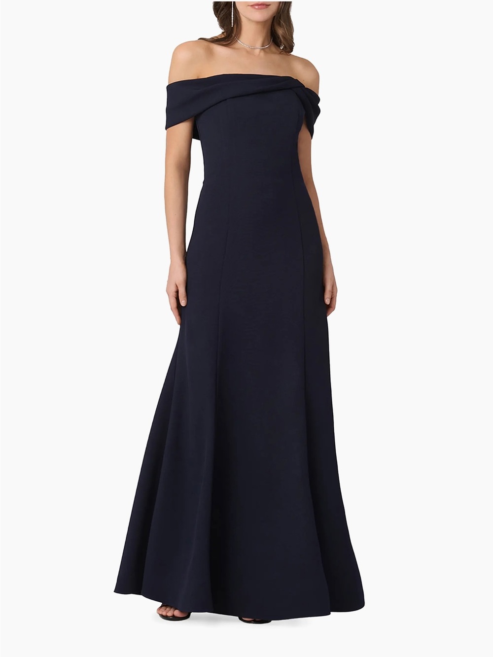 SHOSHANNA MIDNIGHT SZ 4 NAVY Flores Off-The-Shoulder Gown